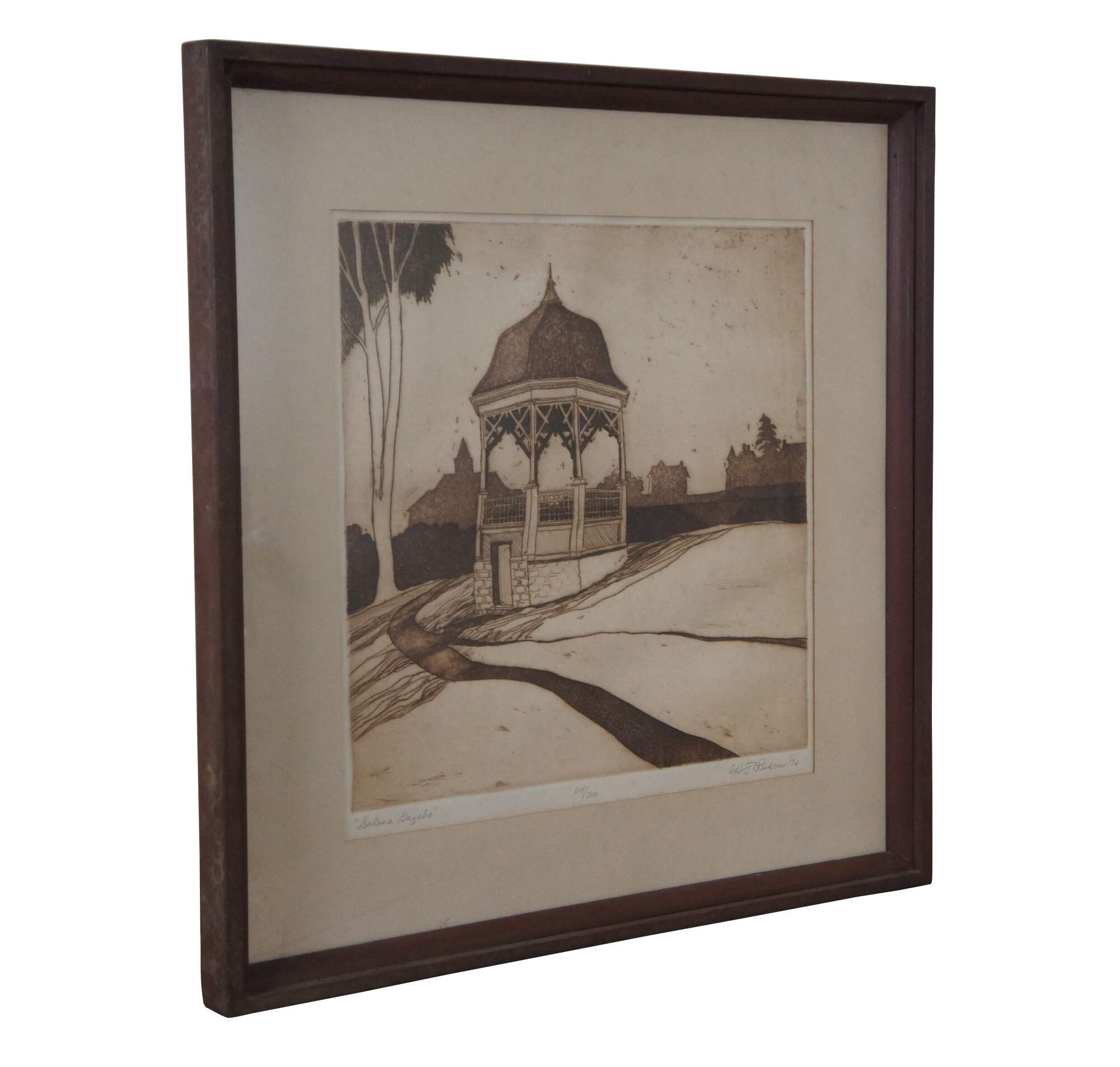 Vintage 1974 Galena Gazebo Grant Park Chicago Illinois Signed Etching 22