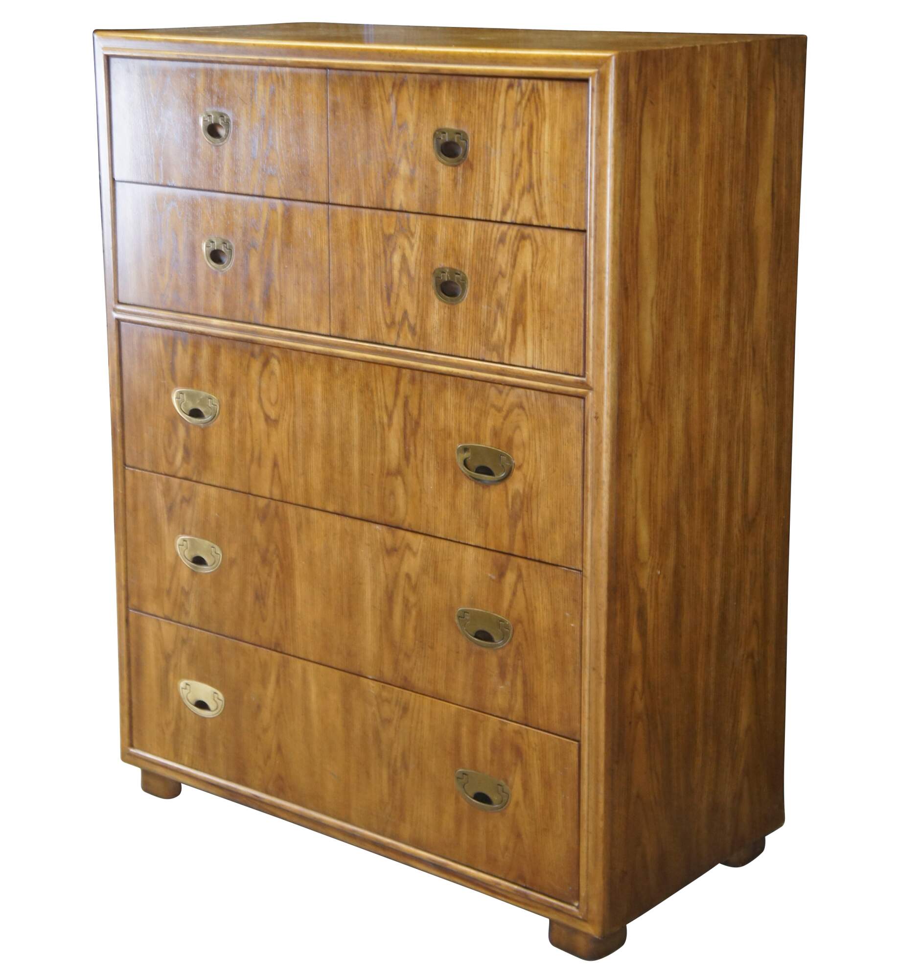 5個口のA♥DREXEL HERITAGE Vintage Drexel Heritage Passage Oak Campaign Tallboy Dresser