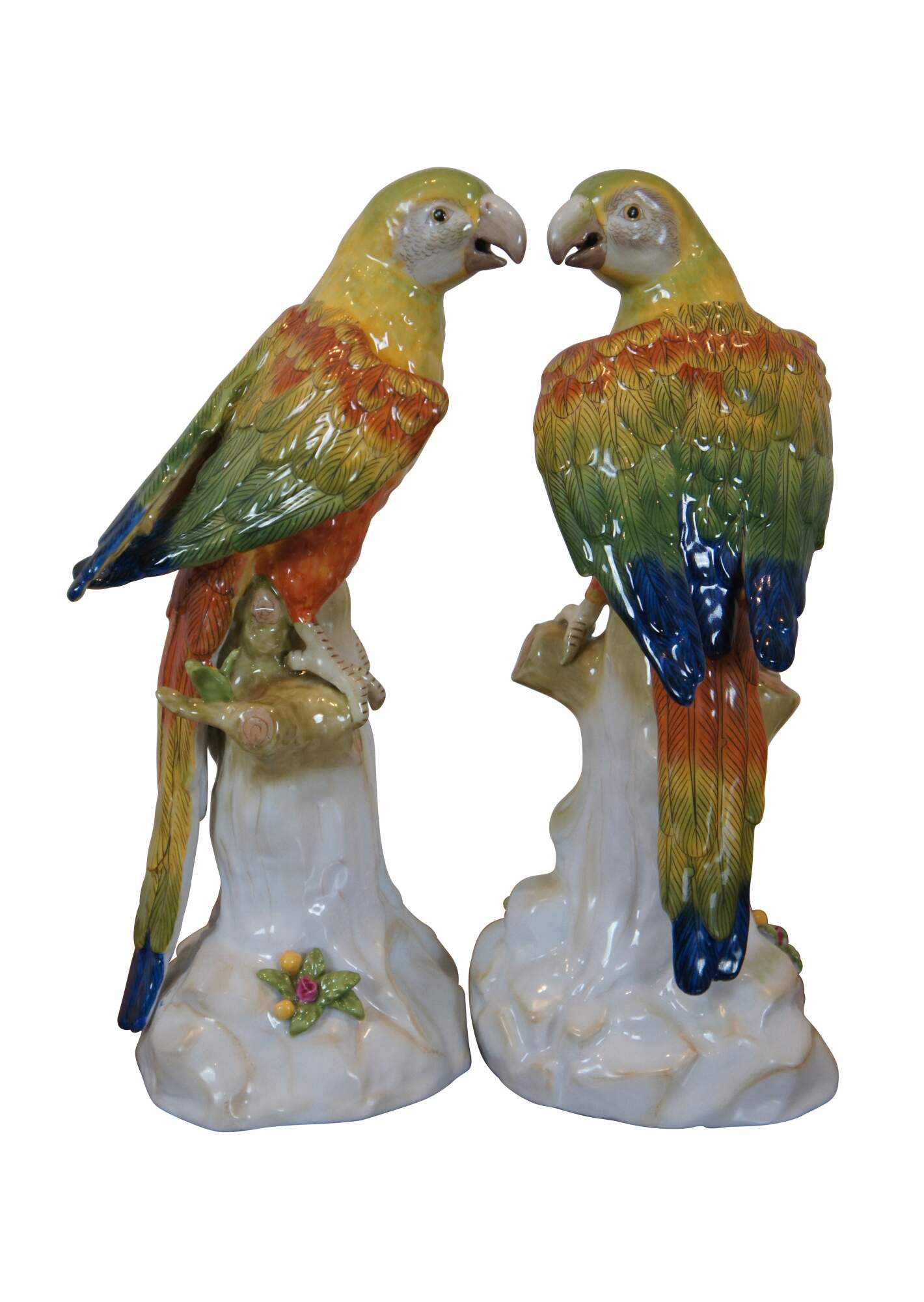 2 Chelsea House Italian Ceramic Parrot Bird Figurines Sculptures Pair 13