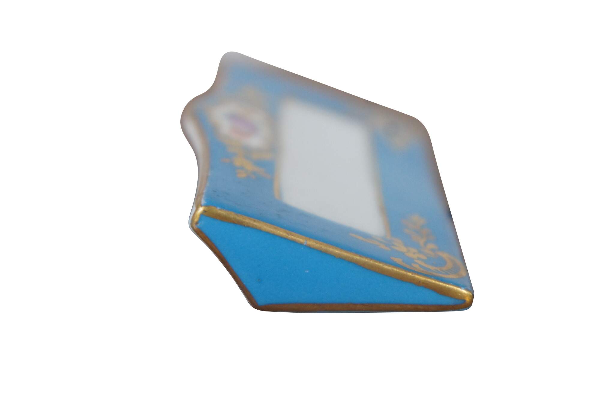 10 Antique German Dresden Saxony Turquoise Porcelain Name Plates 4"