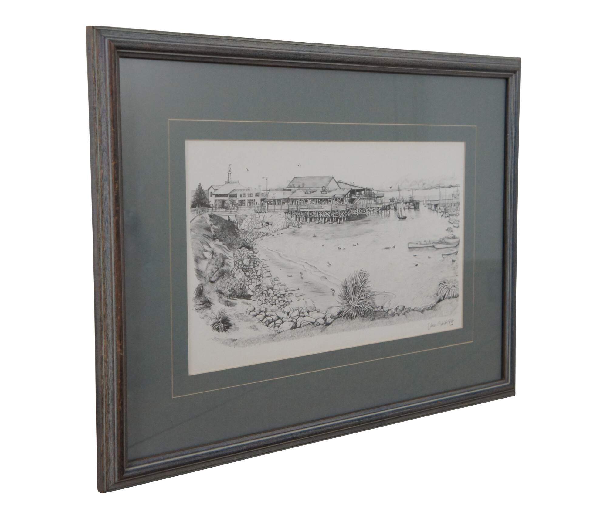 James Orlando Ogle Monterey Bay Harbor House Seascape Lithograph Print 23