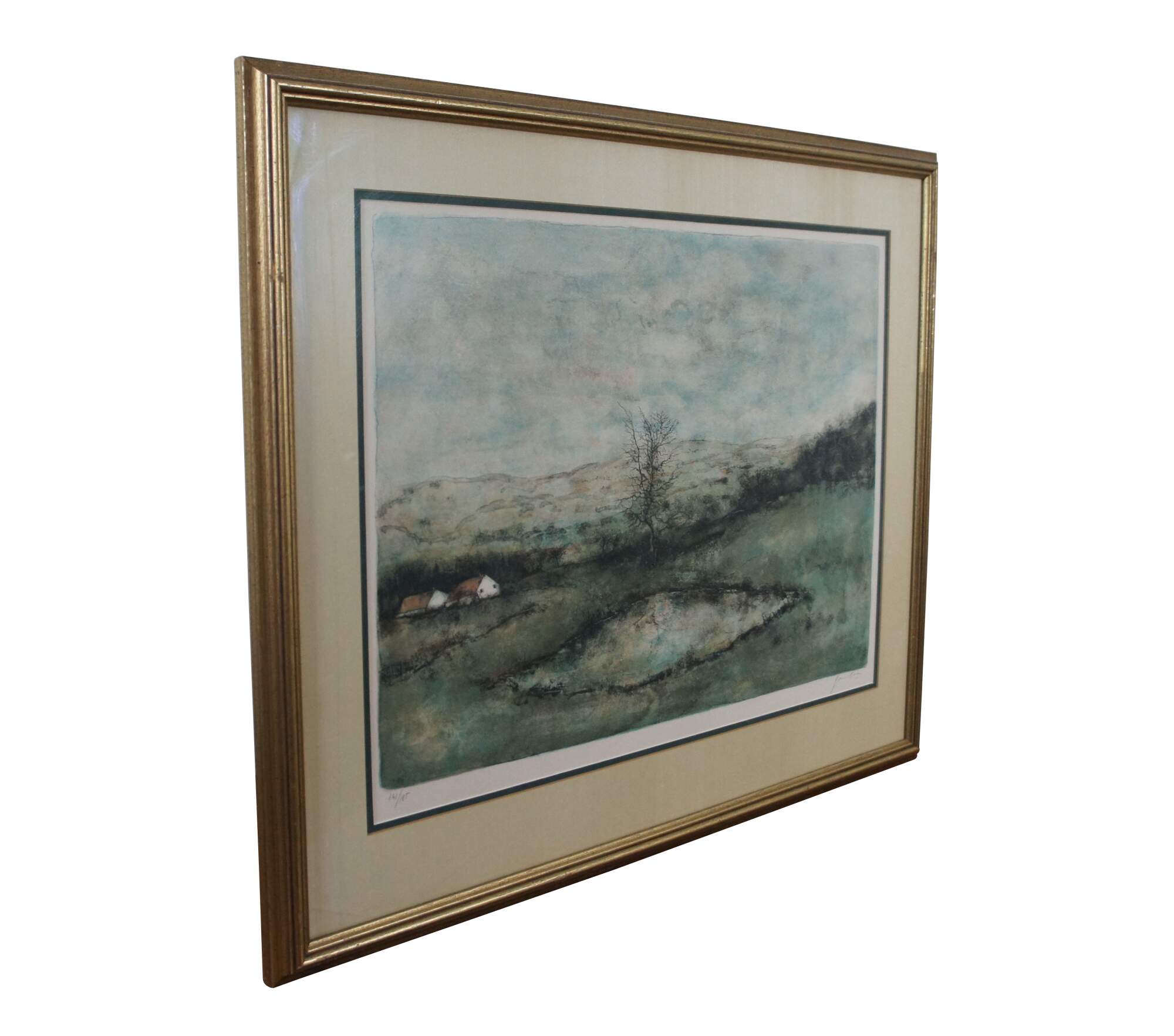 Bernard Gantner Reflets French Country Farmhouse Landscape Lithograph ...