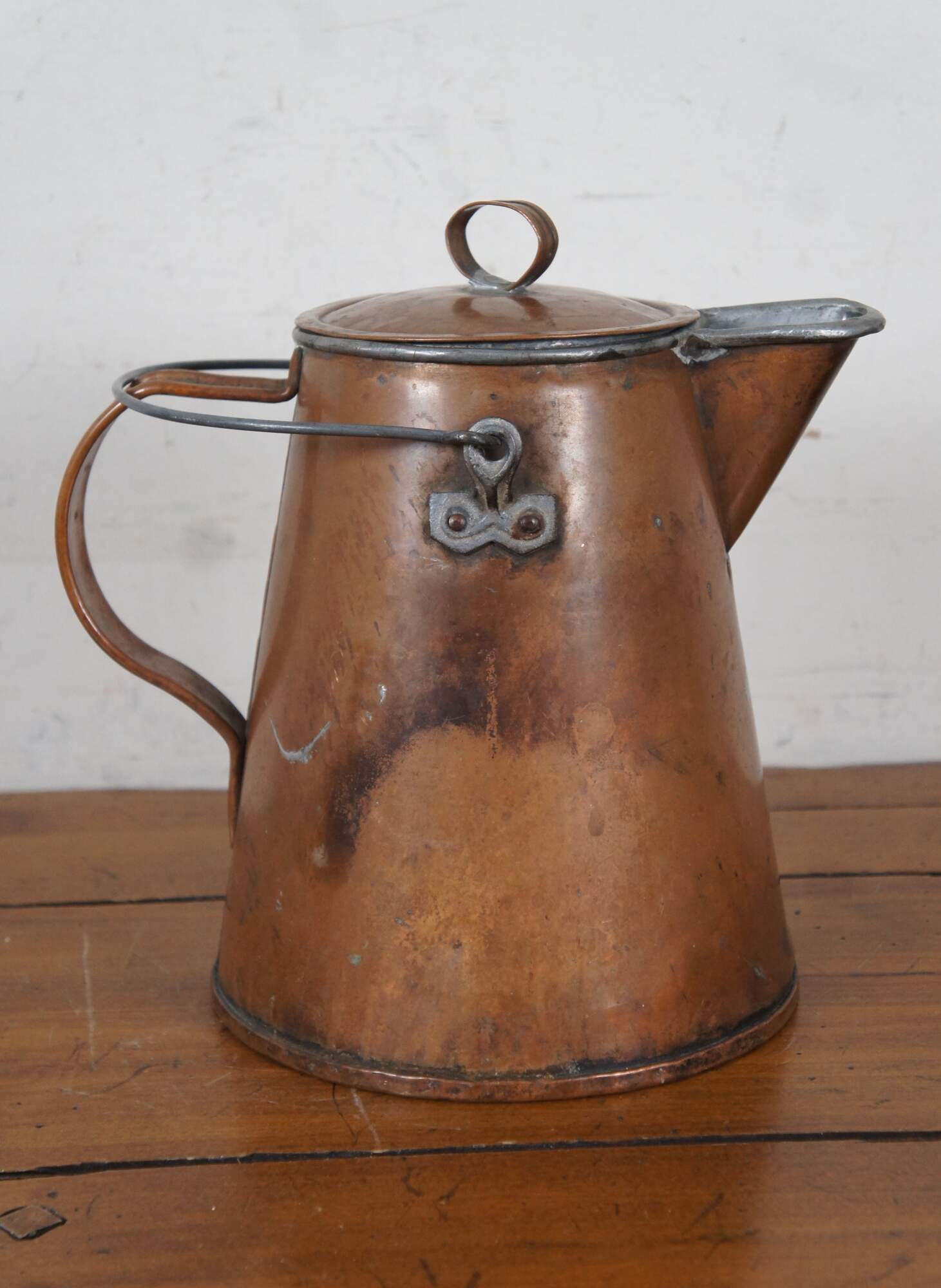 Farmhouse Antique Copper & Brass Coffee Pot or Tea Kettle