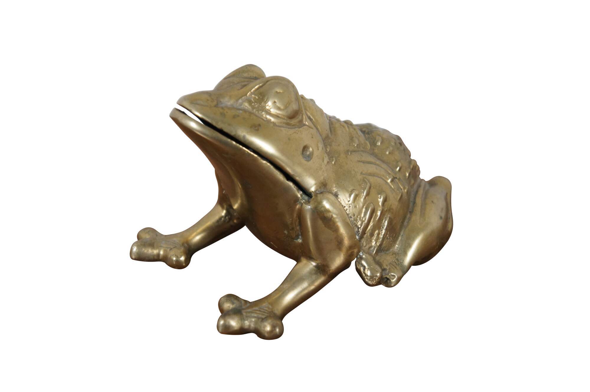 Vintage Cast Brass Frog Toad Letter Holder Figurine Paperweight 5.5