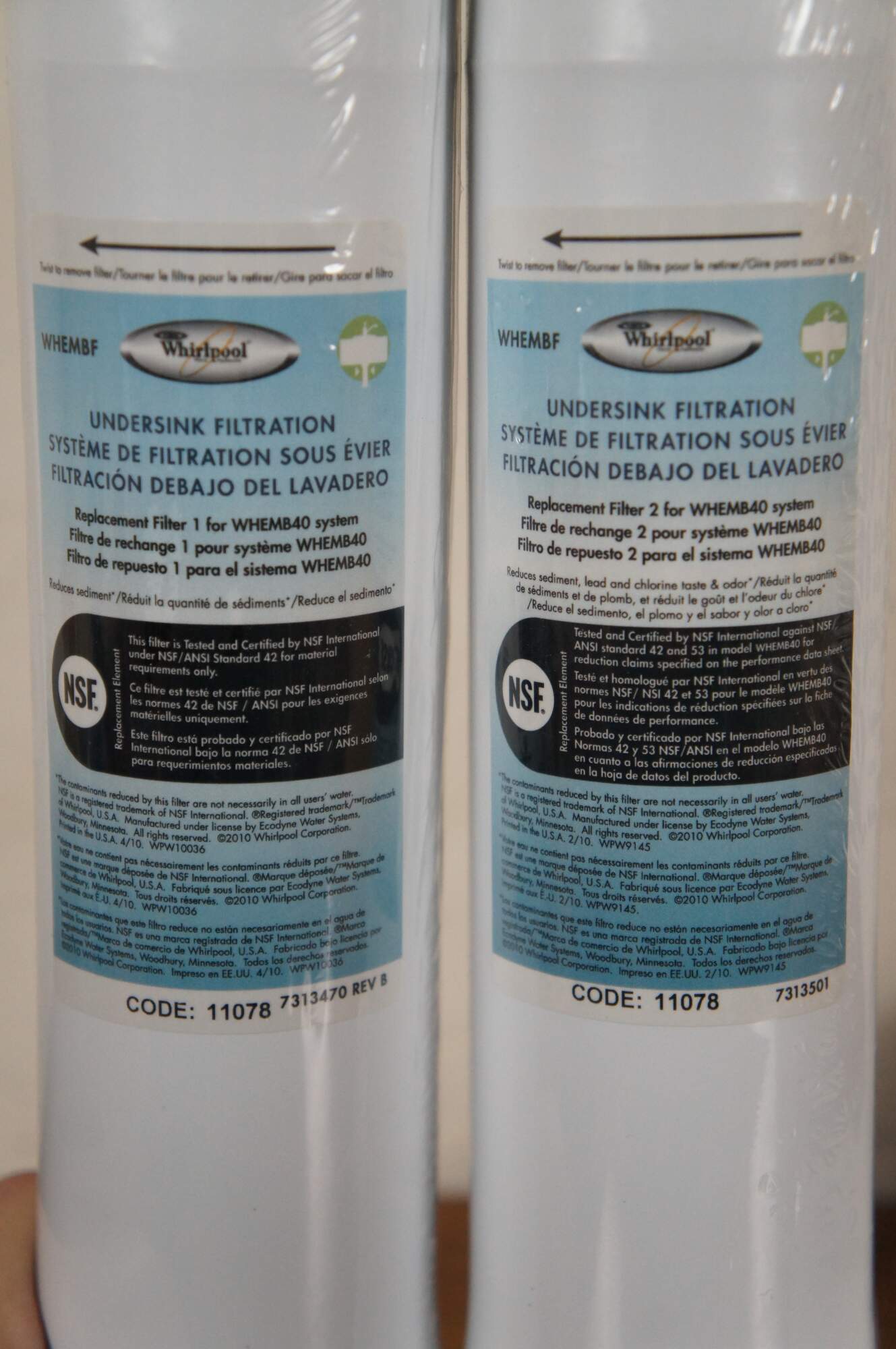 Whirlpool WHEMB40 Water Purifier Replacement Filters Model WHEMBF New
