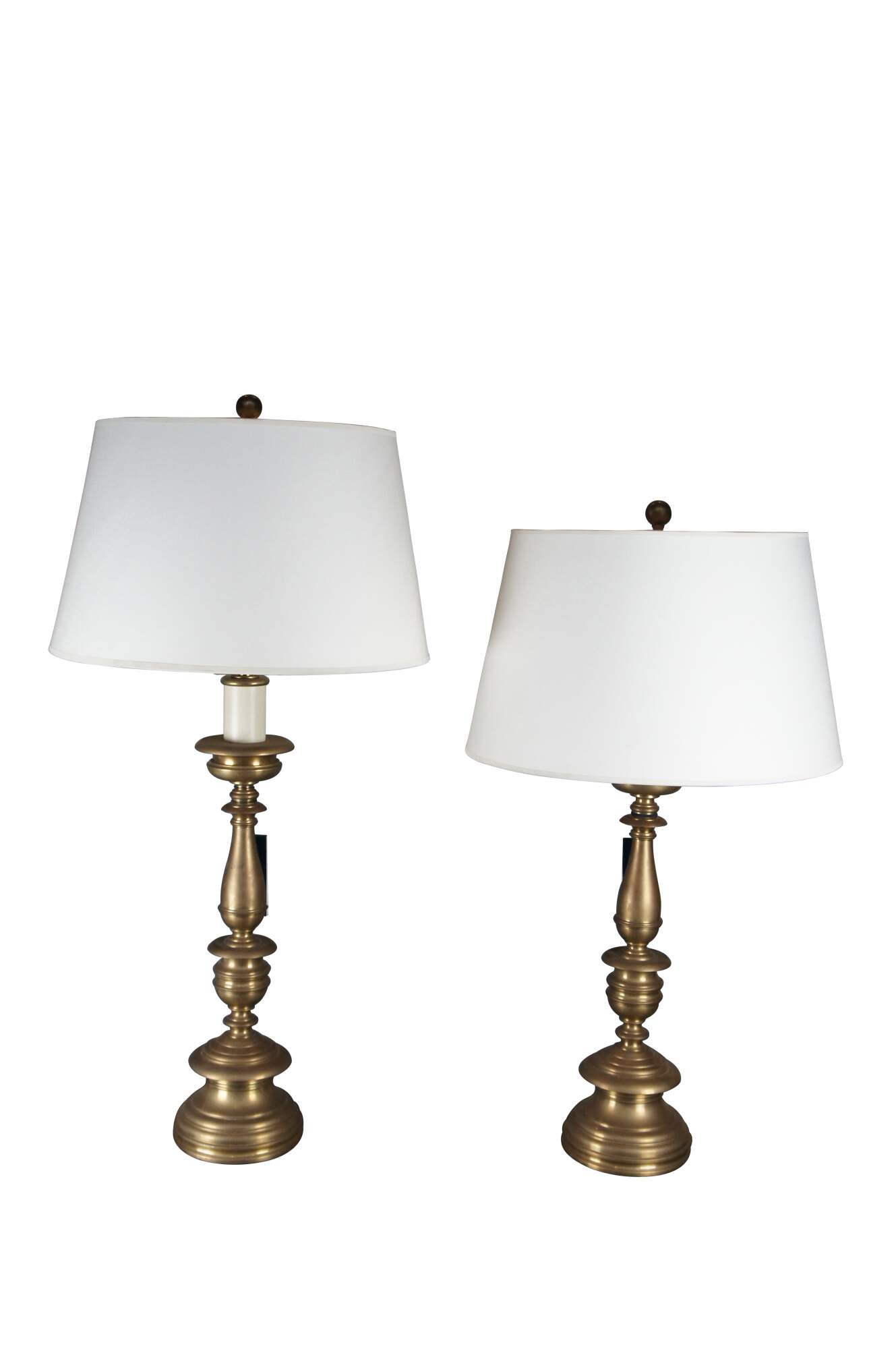 2 Ralph Lauren Tudor Altar Candlestick Adjustable Brass Table Lamps ...