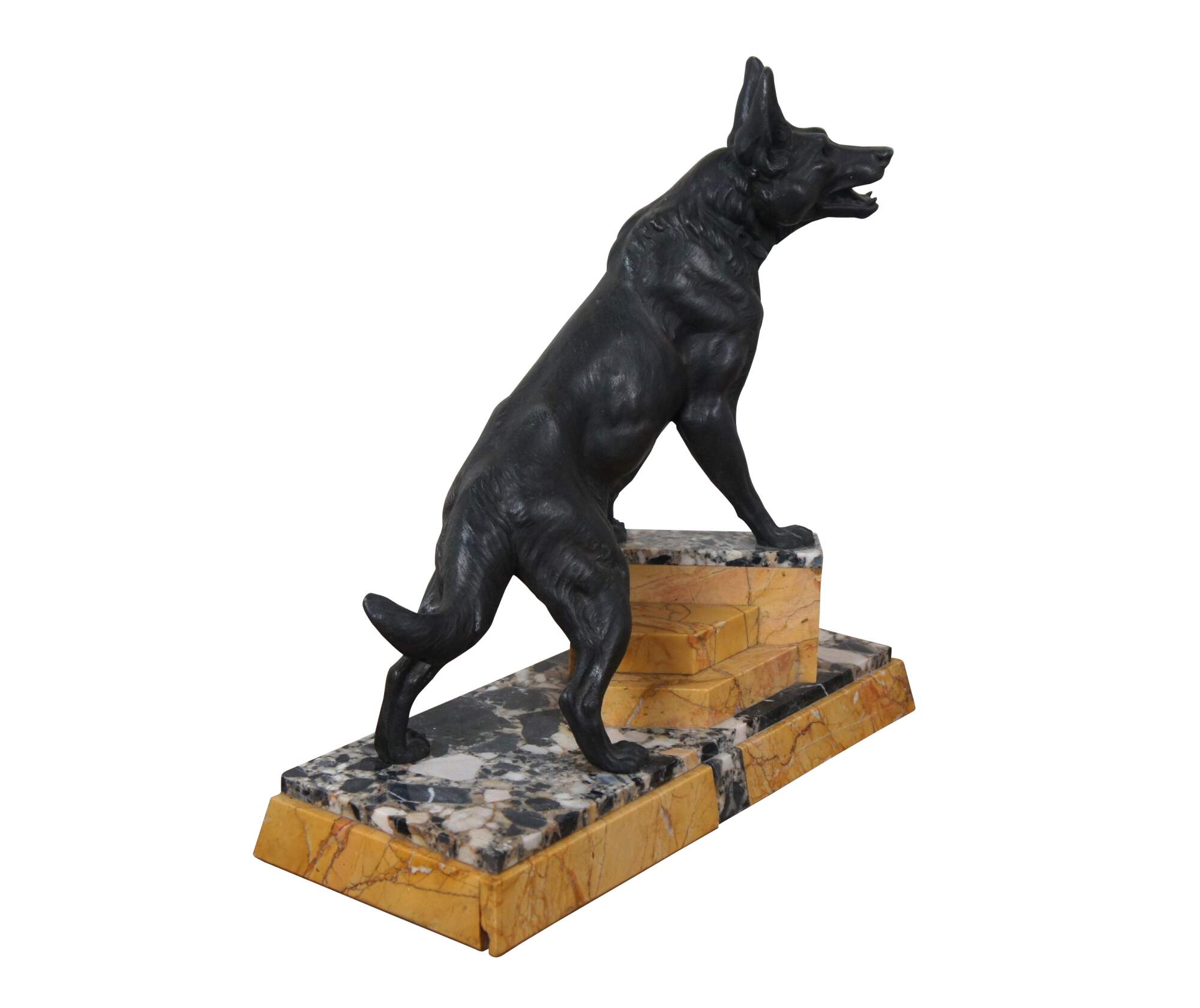 Louis Albert Carvin Art Deco Spelter German Shepherd Sculpture On 